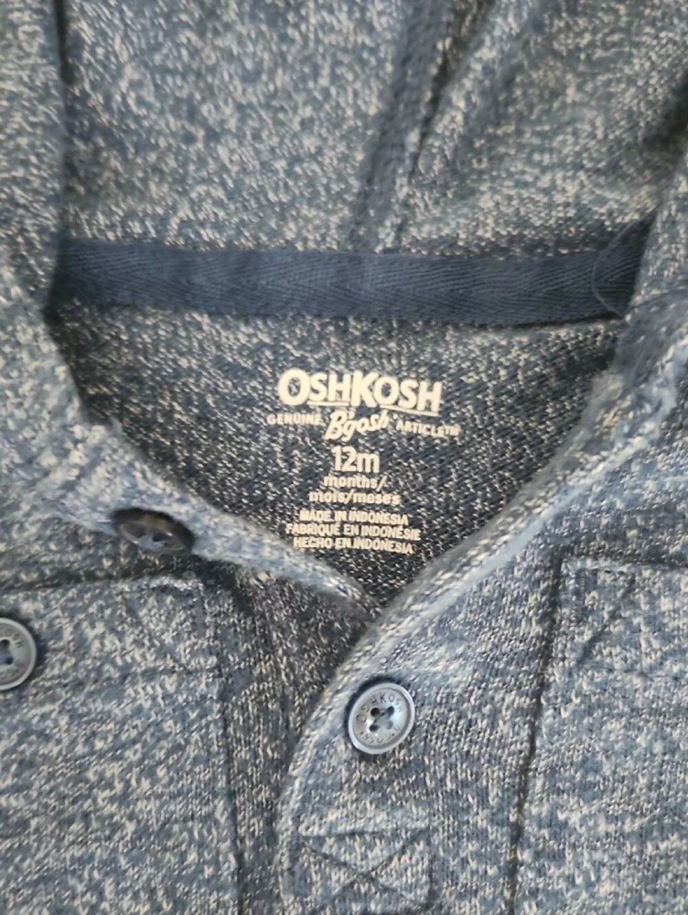 OshKosh B'gosh Blue Heather Hooded Toddler Pullover